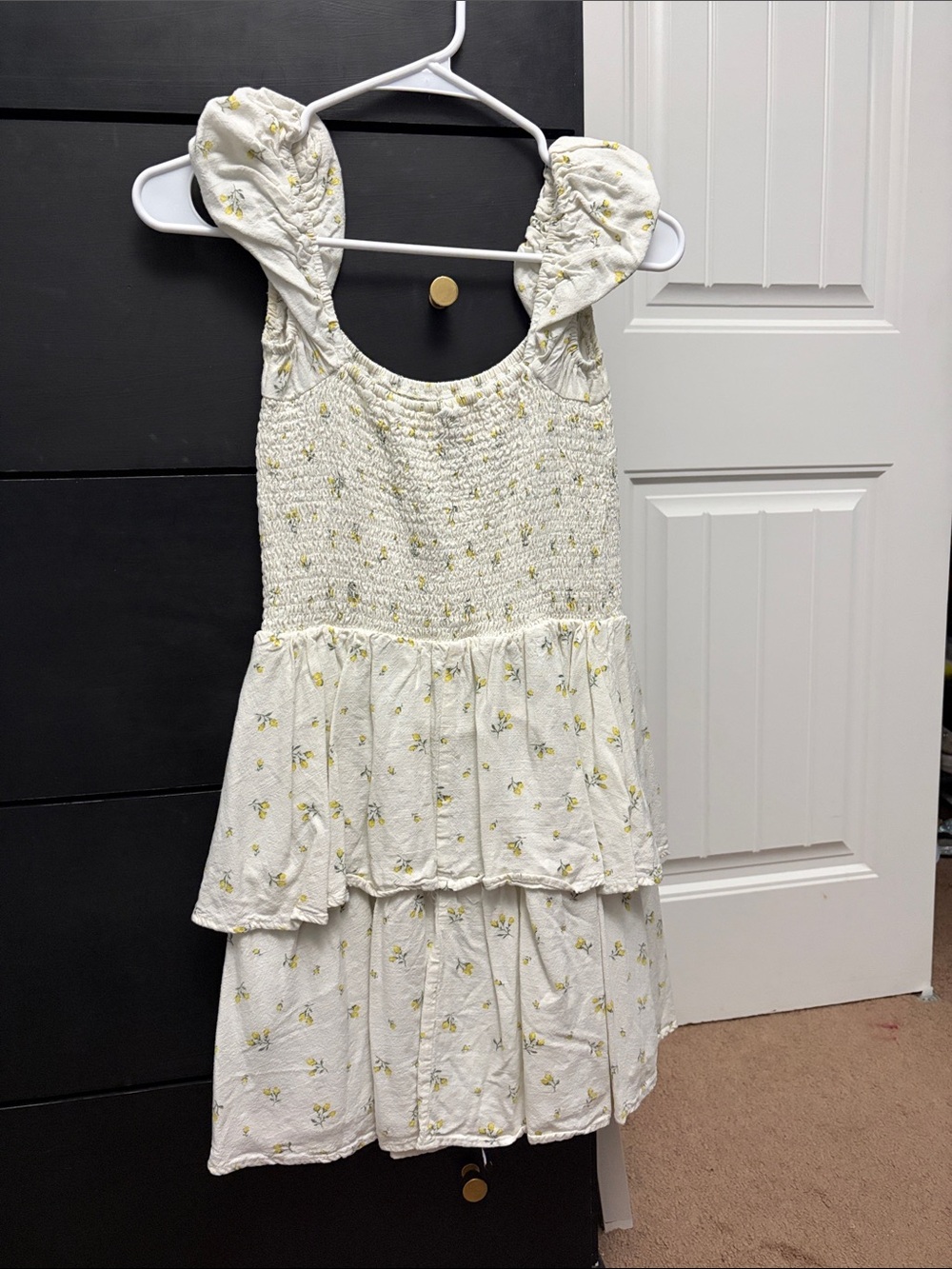 H&M White Sundress with Yellow Floral Print